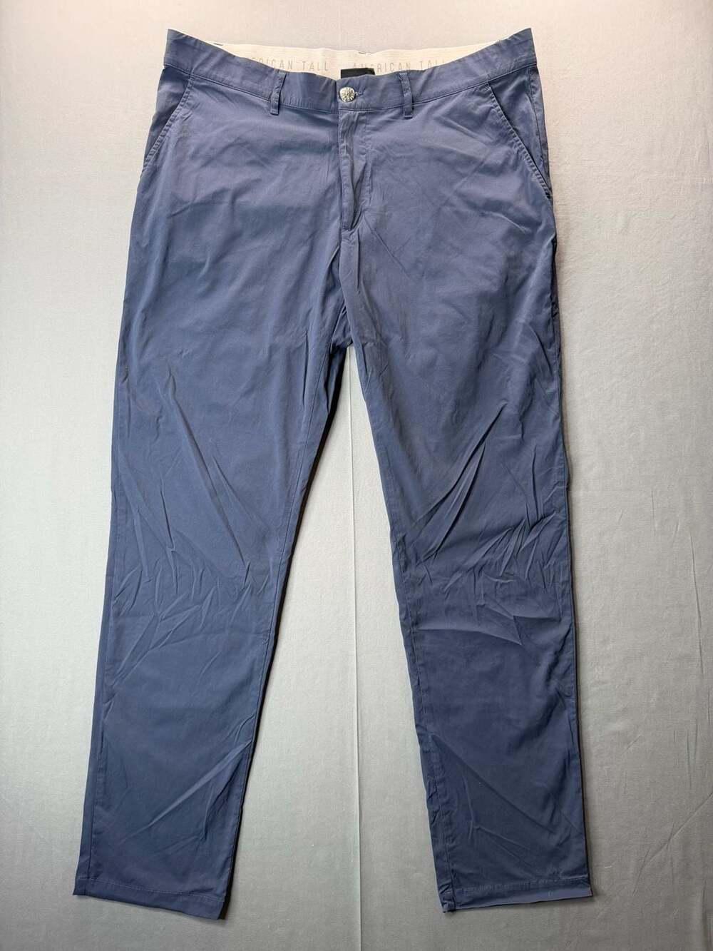 American Tall Chino Pants Size 40 36 Blue Stretch Casual Trousers